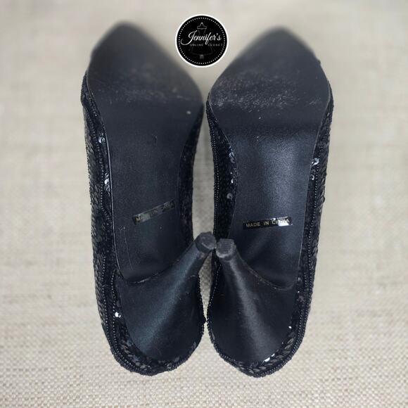 Dolce by Pierre Vintage and Rare Black Foxy Sequin Beaded Pumps/Heels Size 7M - Picture 11 of 16